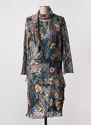 Rochie midi imprimeu floral mâneci 3/4 albastru NIKI PARIS femeie