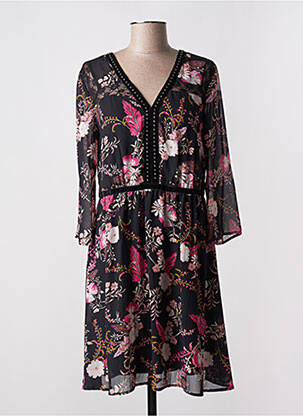 Rochie midi imprimeu floral mâneci 3/4 negru JUS D'ORANGE femeie