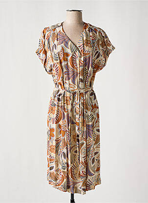 Rochie midi imprimeu floral mâneci scurte bej DIANE LAURY femeie