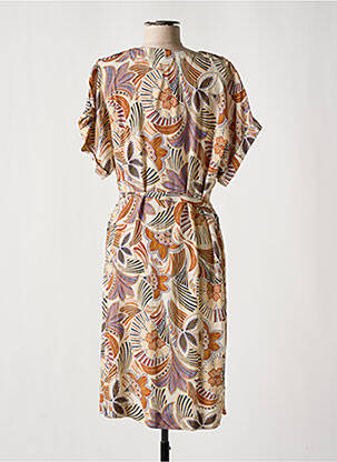 Rochie midi imprimeu floral mâneci scurte bej DIANE LAURY femeie