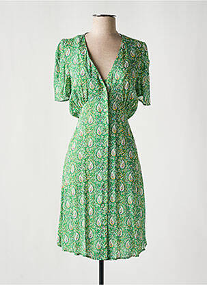 Rochie midi mâneci scurte mâneci scurte verde C'EST BEAU LA VIE femeie