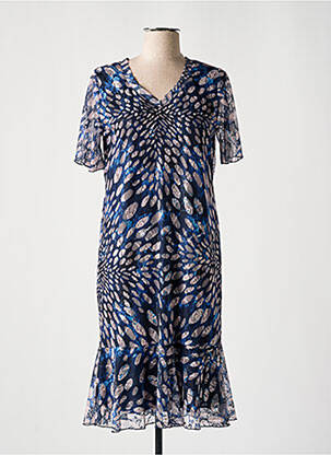 Rochie midi croială fluidă mâneci scurte albastru TELMAIL femeie