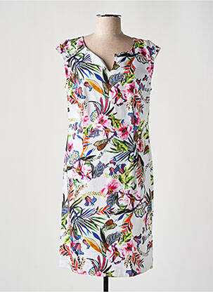 Rochie midi imprimeu floral mâneci scurte alb PAUSE CAFE femeie