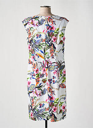 Rochie midi imprimeu floral mâneci scurte alb PAUSE CAFE femeie