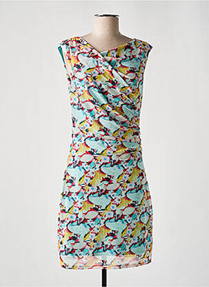 Rochie midi imprimeu floral mâneci scurte albastru SMASH WEAR femeie