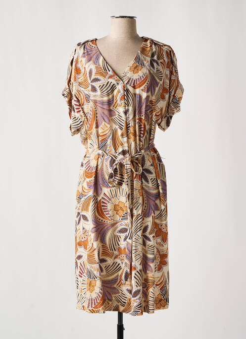 Rochie midi croială fluidă mâneci scurte bej DIANE LAURY femme