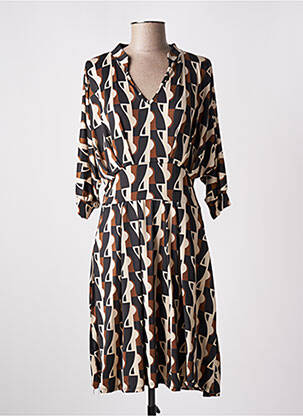 Rochie midi mâneci 3/4 mâneci 3/4 maro A BELLE femeie