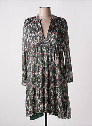 Rochie midi imprimeu floral mâneci lungi verde RUE DES ABBESSES femeie