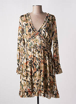 Rochie scurtă mâneci lungi mâneci lungi bej LILIE ROSE femeie