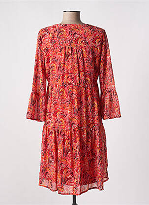 Rochie midi imprimeu floral mâneci 3/4 roșu VERO MODA femeie