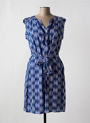 Rochie midi imprimeu fantezie mâneci scurte albastru PAUSE CAFE femeie