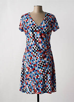 Rochie midi țesătură crep mâneci scurte albastru SMASH WEAR femeie