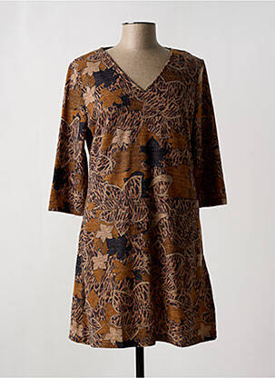 Rochie scurtă mâneci 3/4 mâneci 3/4 maro VEGAS femeie