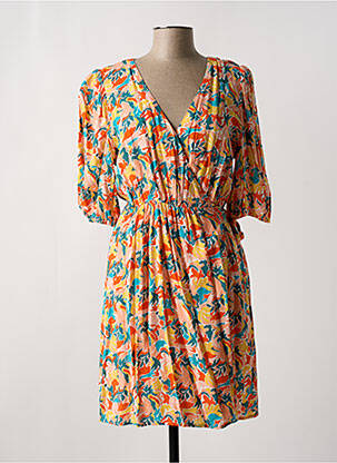 Rochie midi imprimeu floral mâneci scurte portocaliu INSPIRATION STUDIO femeie