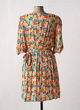 Rochie midi imprimeu floral mâneci scurte portocaliu INSPIRATION STUDIO femeie