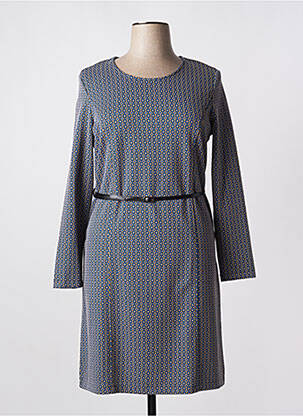 Rochie midi imprimeu fantezie mâneci lungi albastru DIANE LAURY femeie