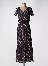 Rochie lungă imprimeu fantezie mâneci scurte negru SCHOOL RAG femme