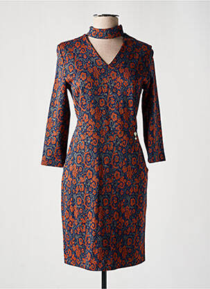 Rochie midi imprimeu floral mâneci lungi albastru R JEANS femeie