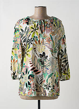Bluză țesătură poplin mâneci 3/4 verde GEISHA femeie
