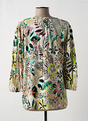 Bluză țesătură poplin mâneci 3/4 verde GEISHA femeie