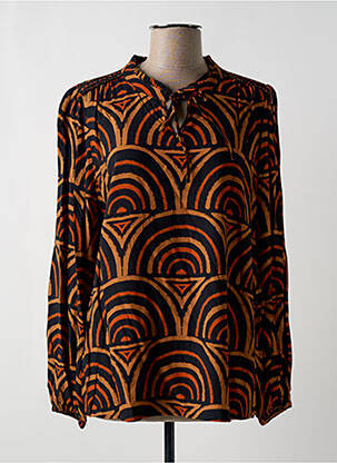 Bluză țesătură poplin mâneci lungi maro GEISHA femme