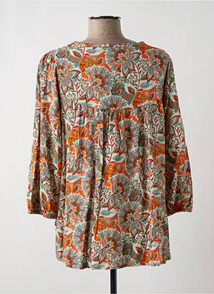 Bluză țesătură poplin mâneci 3/4 portocalie GEISHA femeie