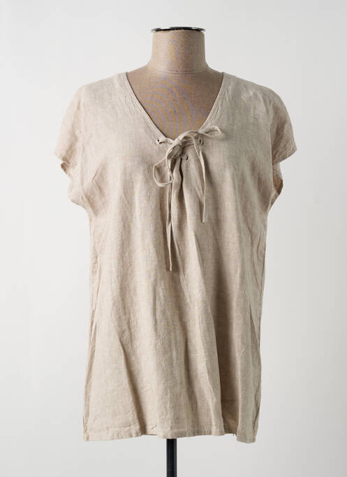 Tunică mâneci scurte bej ÉTYMOLOGIE femeie