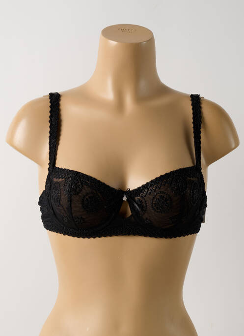 Sutien efect material satinat sutien balconet cu decolteu înalt negru SECRET D'EVA femme