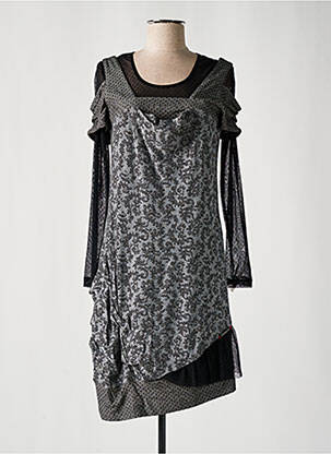 Rochie midi imprimeu fantezie mâneci lungi negru BAI AMOUR femeie