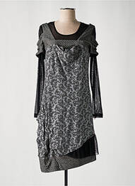 Rochie midi imprimeu fantezie mâneci lungi negru BAI AMOUR femme