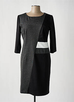 Rochie midi imprimeu fantezie mâneci lungi gri POUSSIERE D'ETOLE femeie