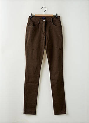 Pantalon slim maro FLEUR DE SEL femeie