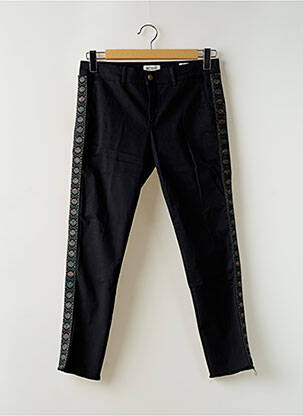 Pantalon chino broderie galoni laterali mărime normală negru HAPPY femeie