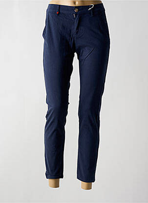 Pantalon chino țesătură poplin mărime normală albastru F.A.M. femeie