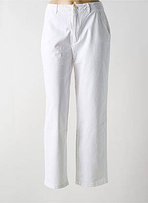 Pantalon chino țesătură poplin mărime normală alb REIKO femeie