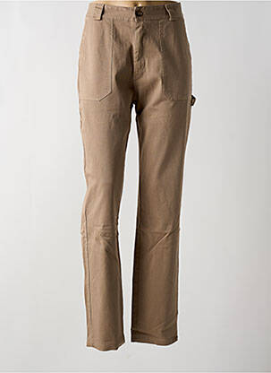 Pantalon drept țesătură crep talie înaltă maro #OOTD femeie