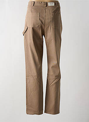 Pantalon drept țesătură crep talie înaltă maro #OOTD femeie