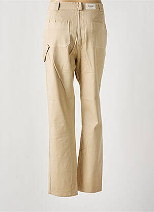 Pantalon drept țesătură crep talie înaltă bej #OOTD femeie