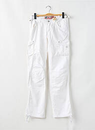 Pantalon cargo țesătură poplin talie joasă alb KAPORAL femeie