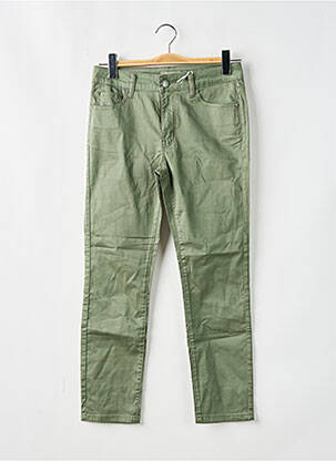 Pantalon slim țesătură poplin mărime normală verde SOO femeie