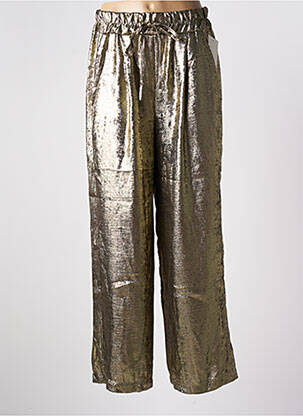 Pantalon larg croială fluidă mărime normală auriu CHARMING GIRL BY SILIA femeie