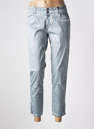 Pantalon 7/8 țesătură poplin talie joasă albastru FIVE PM femeie