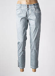 Pantalon 7/8 țesătură poplin talie joasă albastru FIVE PM femme