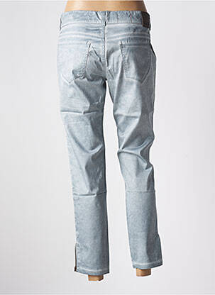 Pantalon 7/8 țesătură poplin talie joasă albastru FIVE PM femeie