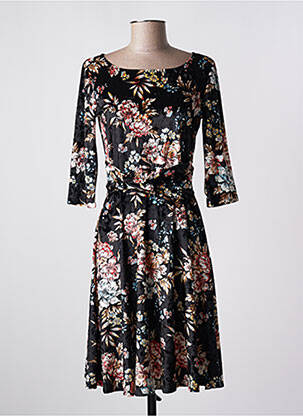 Rochie midi imprimeu floral mâneci 3/4 negru QUATTRO femeie