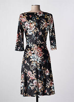 Rochie midi imprimeu floral mâneci 3/4 negru QUATTRO femeie