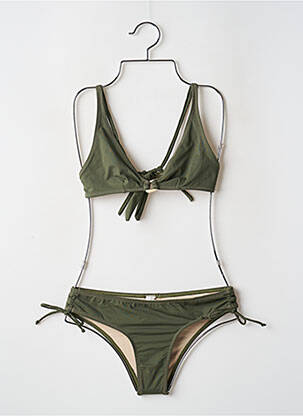 Costum de baie din două piese elasticitate top triunghiuri verde SANS MARQUE femeie