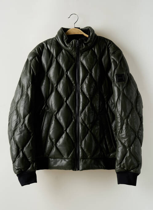 Geacă din piele verde HUGO BOSS bărbat