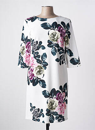 Rochie midi imprimeu floral mâneci 3/4 alb QUATTRO femeie