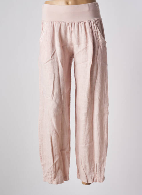 Pantalon larg croială fluidă talie înaltă roz QUATTRO femme